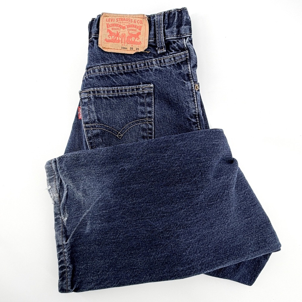 Levi's 505 Regular Jeans Kids Size 10 Reg Dark Wash Good Adjustable Waist Denim